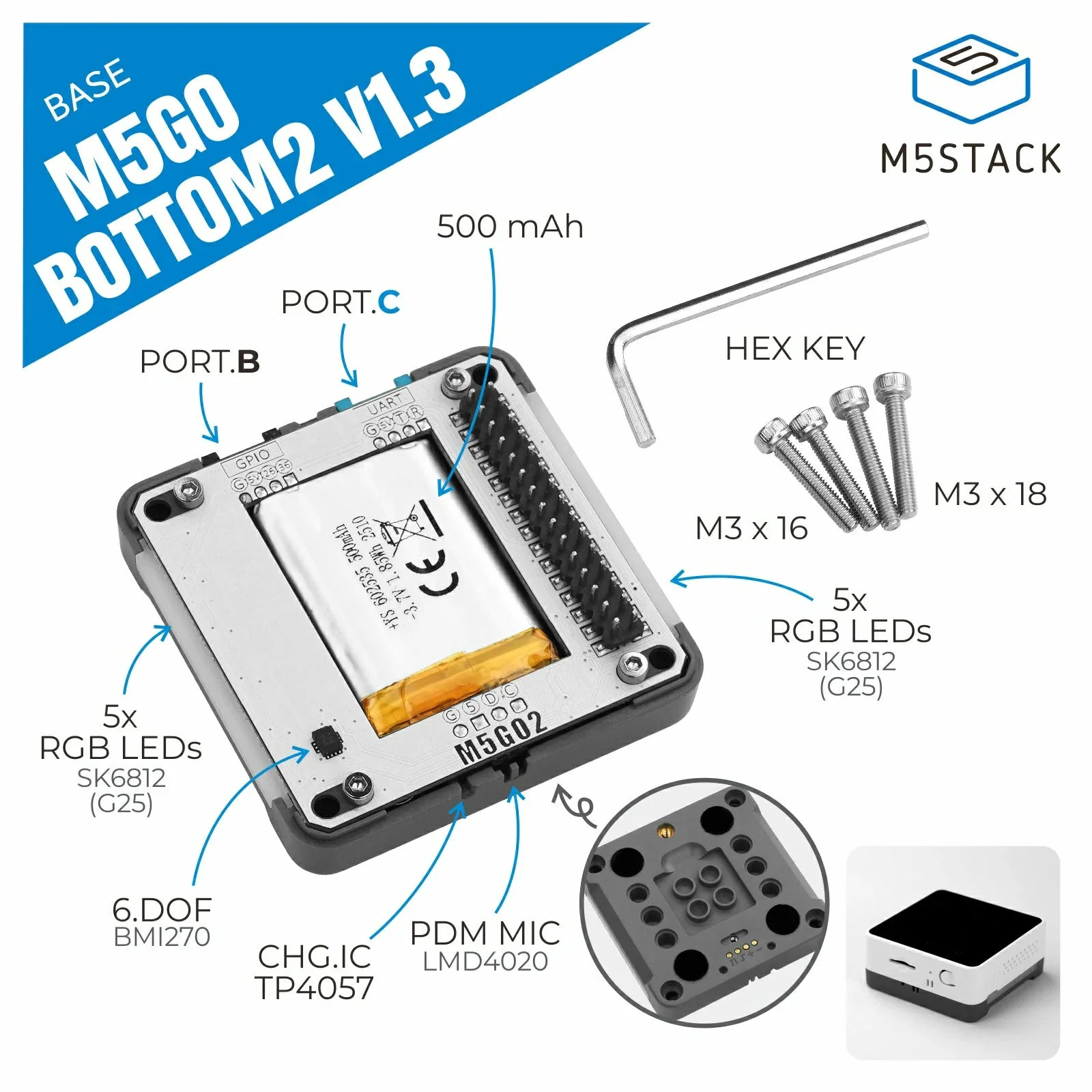 M5Stack Base M5GO Bottom2 v1.3 - M5Stack Core2 ulasan dan harga
